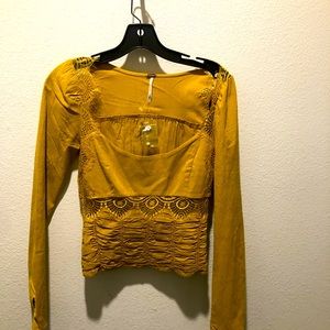 FP goldish yellow top w lace detailing